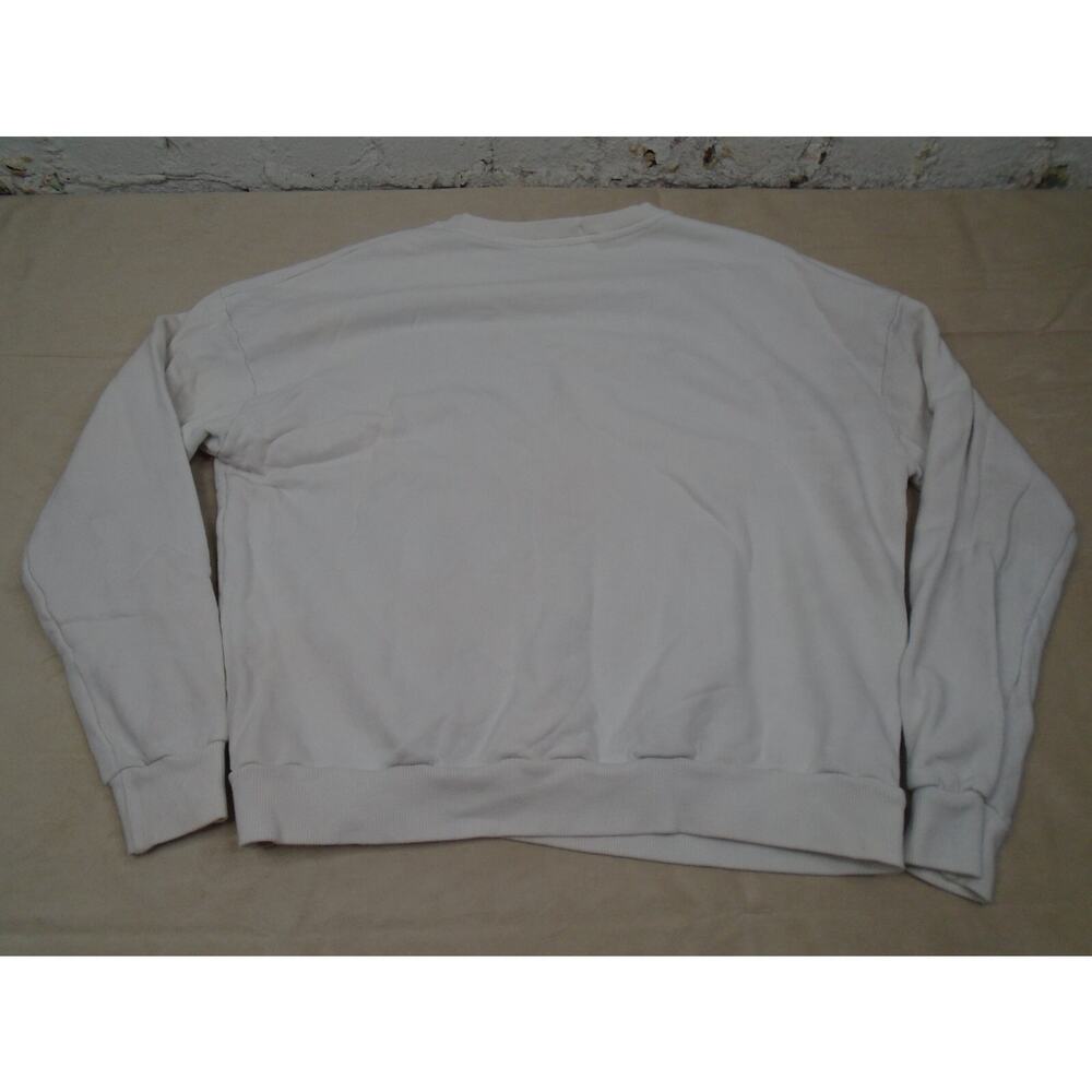 Womens American Flag Patch White Crewneck Sweatshirt Heavy Cotton L Patriotic - Picture 9 of 10